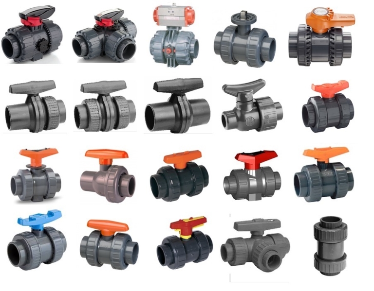 Stocklot of fittings, valves and pipes in HDPE, HDPE el ESD, PP, PPS