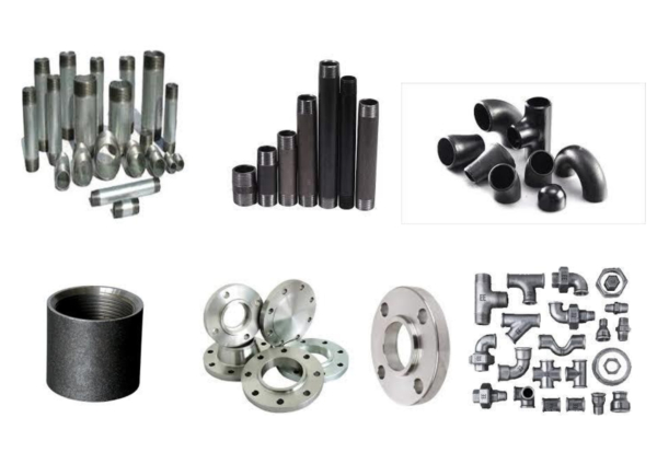 Stocklot fittings, black nipples, weld seamless fittings and flanges