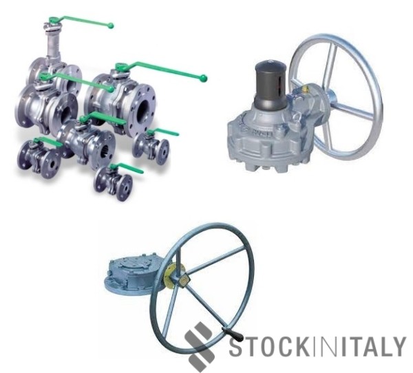 Stocklot of ball valves and gear boxes